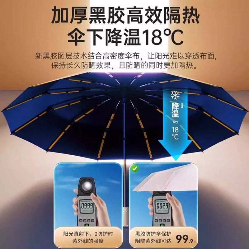 全自动雨伞抗风暴玻璃纤维加大加固晴雨两用遮阳伞防风超大太阳伞